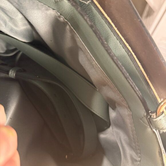 Luella Grey Raffia Crossbody Bag – Teal & Brown Faux Leather, NWT, - Picture 5 of 6